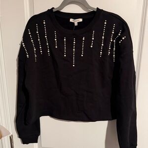 NWT Black Pearl-Embellished Women's Top - M
